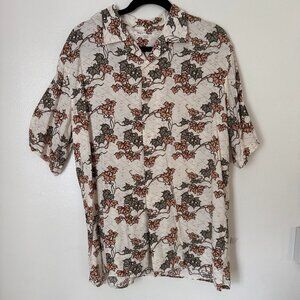 Uniqlo Hawaii Size L Button Down Print Coachella Festival 100% Rayon